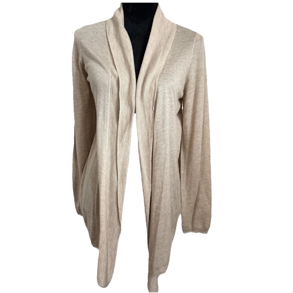 Chico's 2 Cardigan Sweater Womens L Open Front Lightweight Collared Minimalist